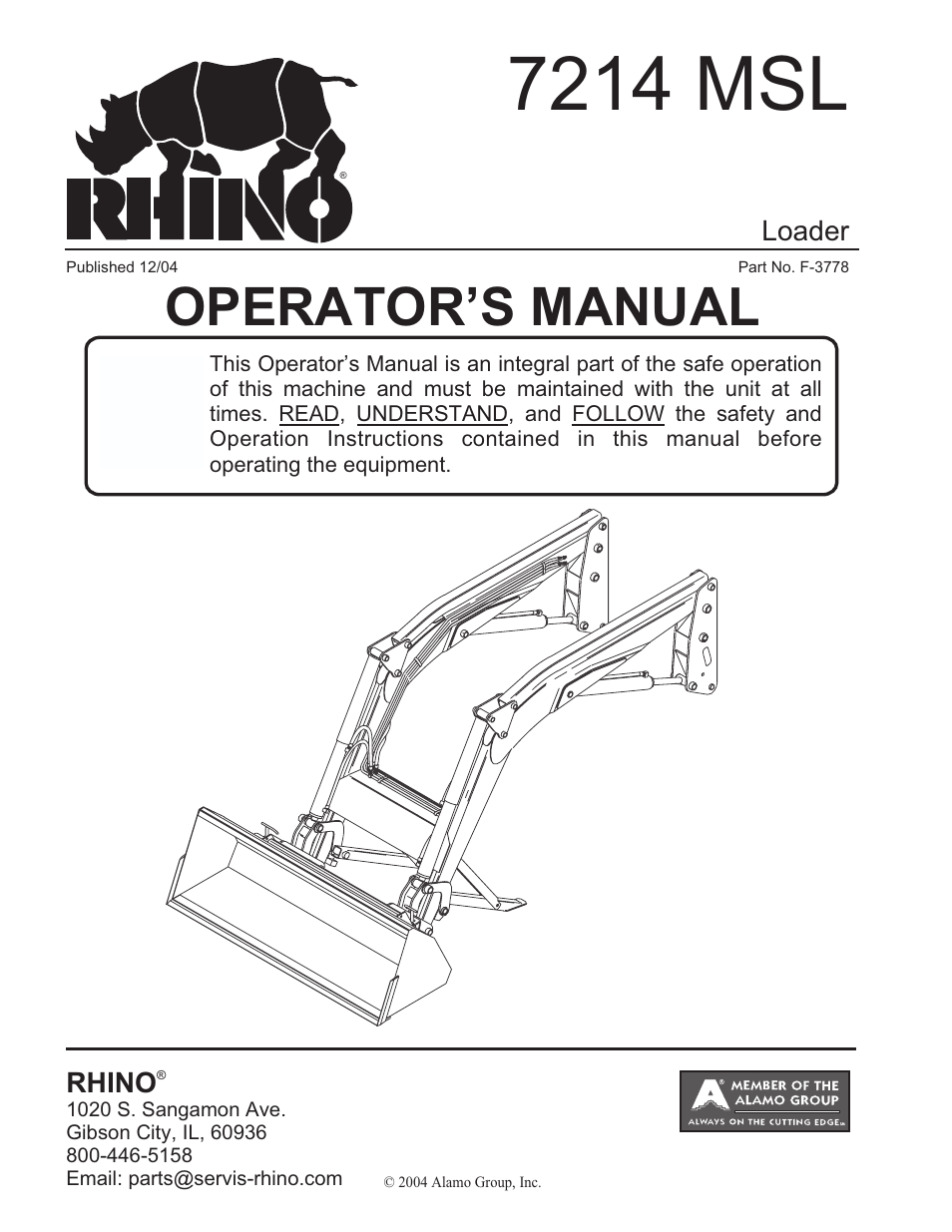 Alamo RHINO 7214 MSL User Manual | 44 pages