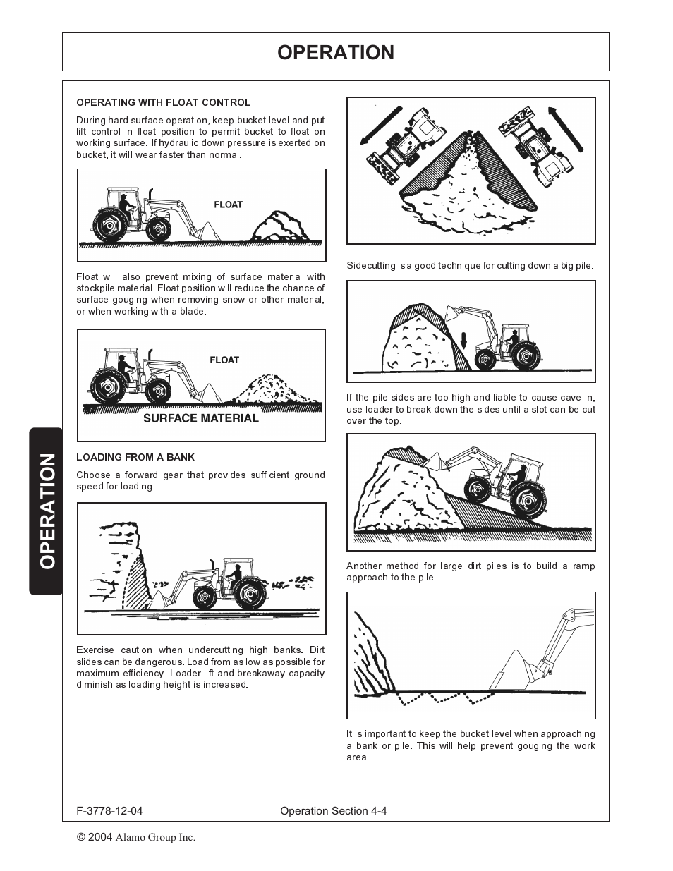 Operating float control, loading from bank -4, Operation | Alamo RHINO 7214 MSL User Manual | Page 26 / 44