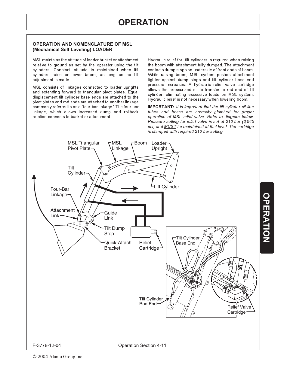 Operation of msl -11, Operation | Alamo RHINO 7214 MSL User Manual | Page 33 / 44