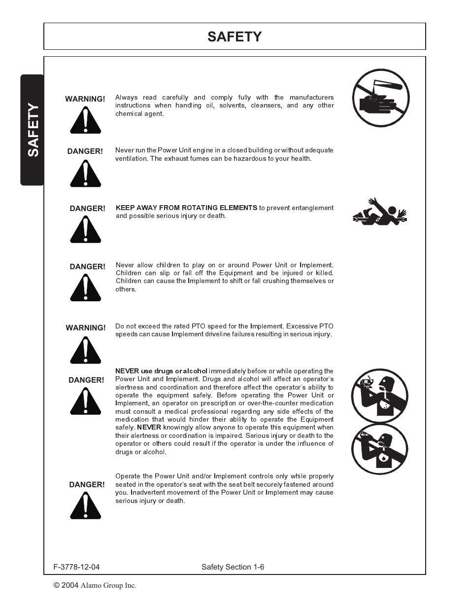 Safety | Alamo RHINO 7214 MSL User Manual | Page 9 / 44
