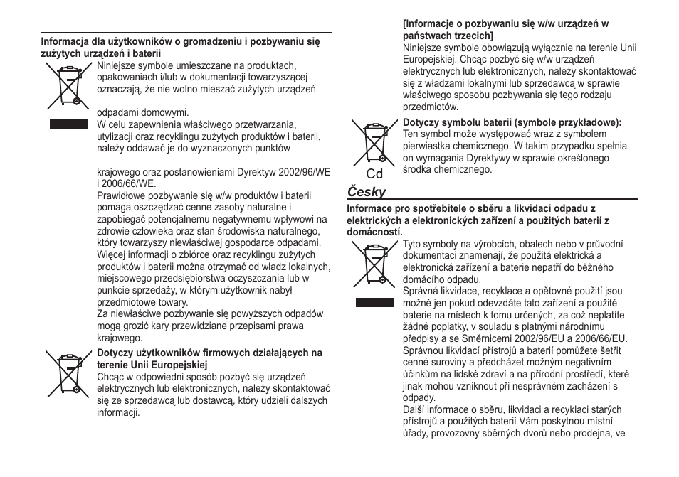 Polski, Česky | Panasonic ER2171 User Manual | Page 111 / 116