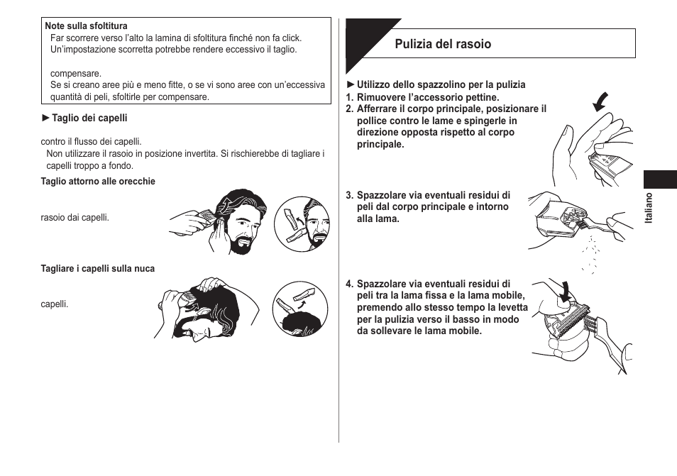 Pulir e, Pulizia del rasoio | Panasonic ER2171 User Manual | Page 23 / 116