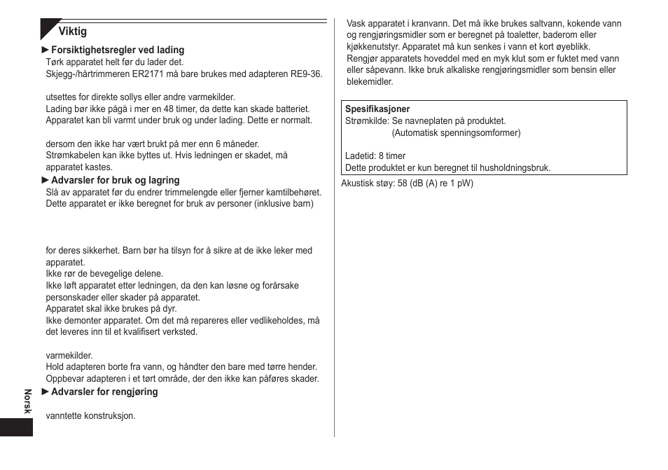 Panasonic ER2171 User Manual | Page 50 / 116