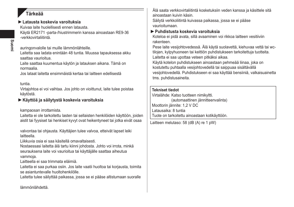 Panasonic ER2171 User Manual | Page 62 / 116