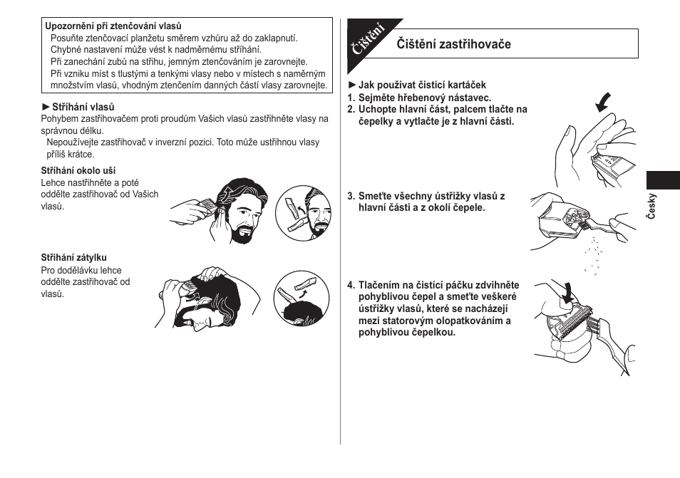 Čištění, Čištění zastřihovače | Panasonic ER2171 User Manual | Page 77 / 116