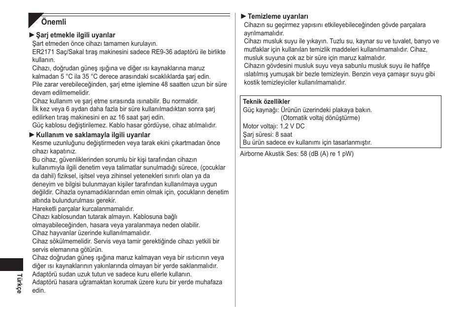 Panasonic ER2171 User Manual | Page 98 / 116