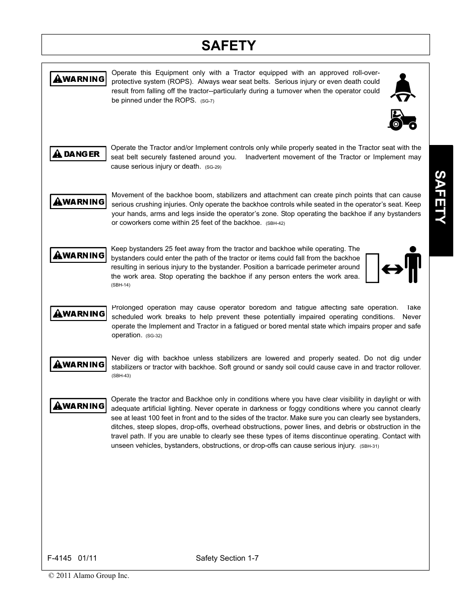 Safety | Alamo RHINO 95C User Manual | Page 11 / 56