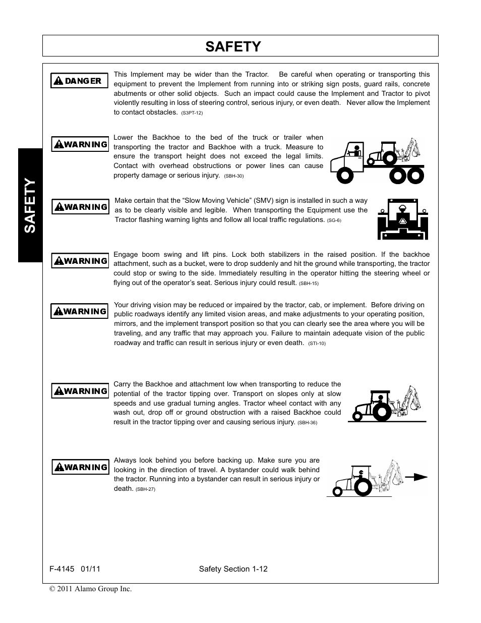 Safety | Alamo RHINO 95C User Manual | Page 16 / 56