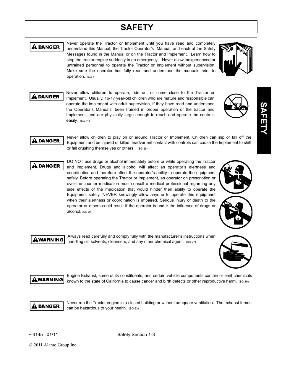 Safety | Alamo RHINO 95C User Manual | Page 7 / 56