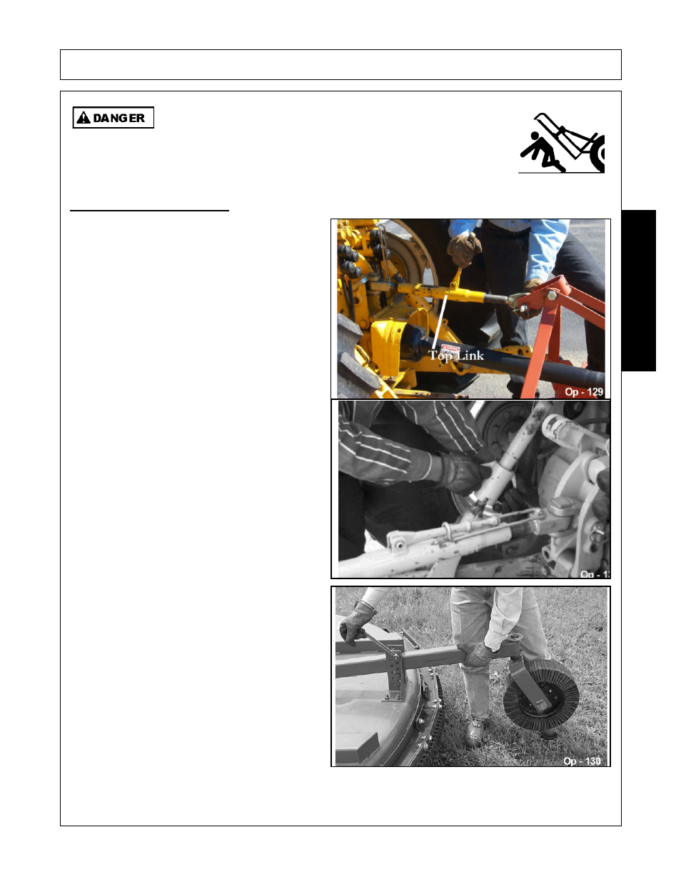 1 setting mower height, Park the tractor and mower on level ground, Shut down the tractor and remove the key | Securely block up the mower at this height, Setting mower height -11, Operation, Opera t ion | Alamo A60B User Manual | Page 97 / 138