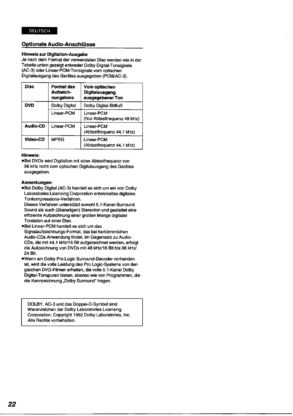 Panasonic DVDA100 User Manual | Page 22 / 96