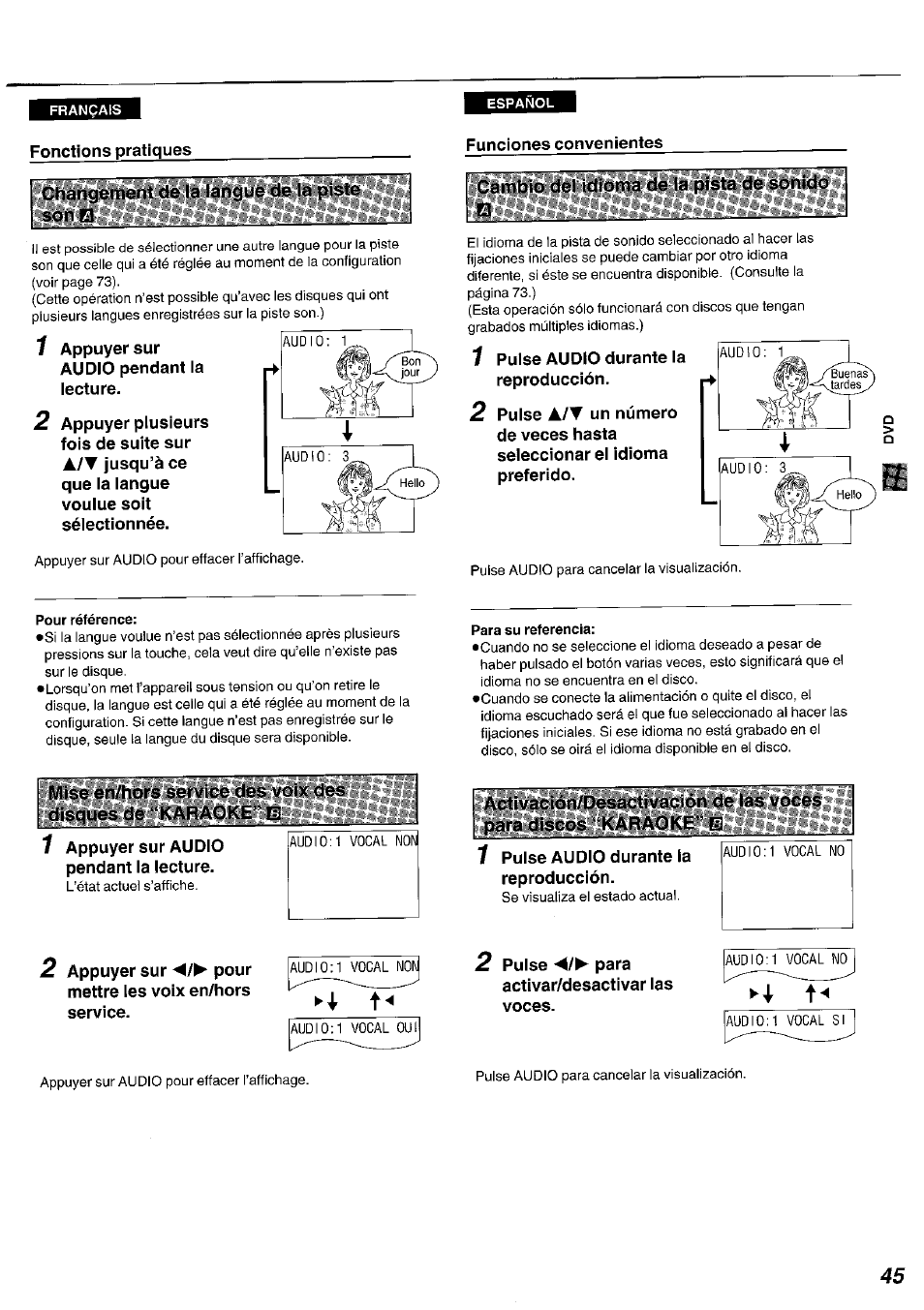 Pour référence, Para su referencia, Vétés*<h 1 | Panasonic DVDA100 User Manual | Page 45 / 96