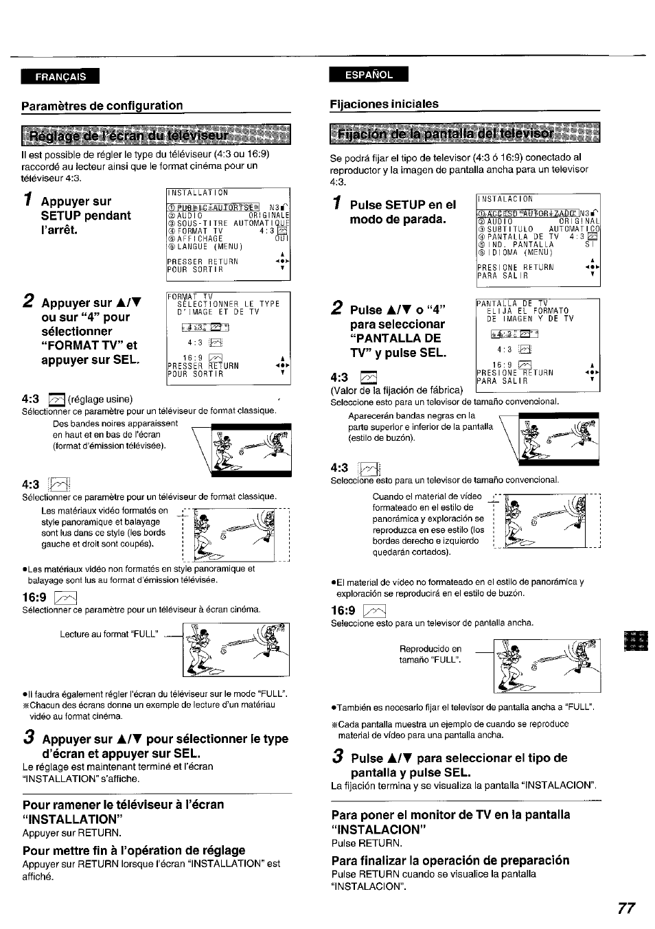 Fijación de la pantalla del televisor | Panasonic DVDA100 User Manual | Page 77 / 96