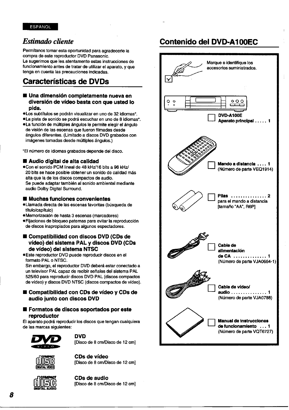 Panasonic DVDA100 User Manual | Page 8 / 96