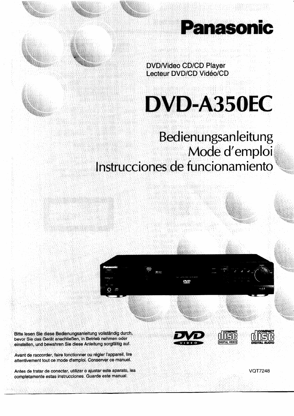 Panasonic DVDA350 User Manual | 96 pages