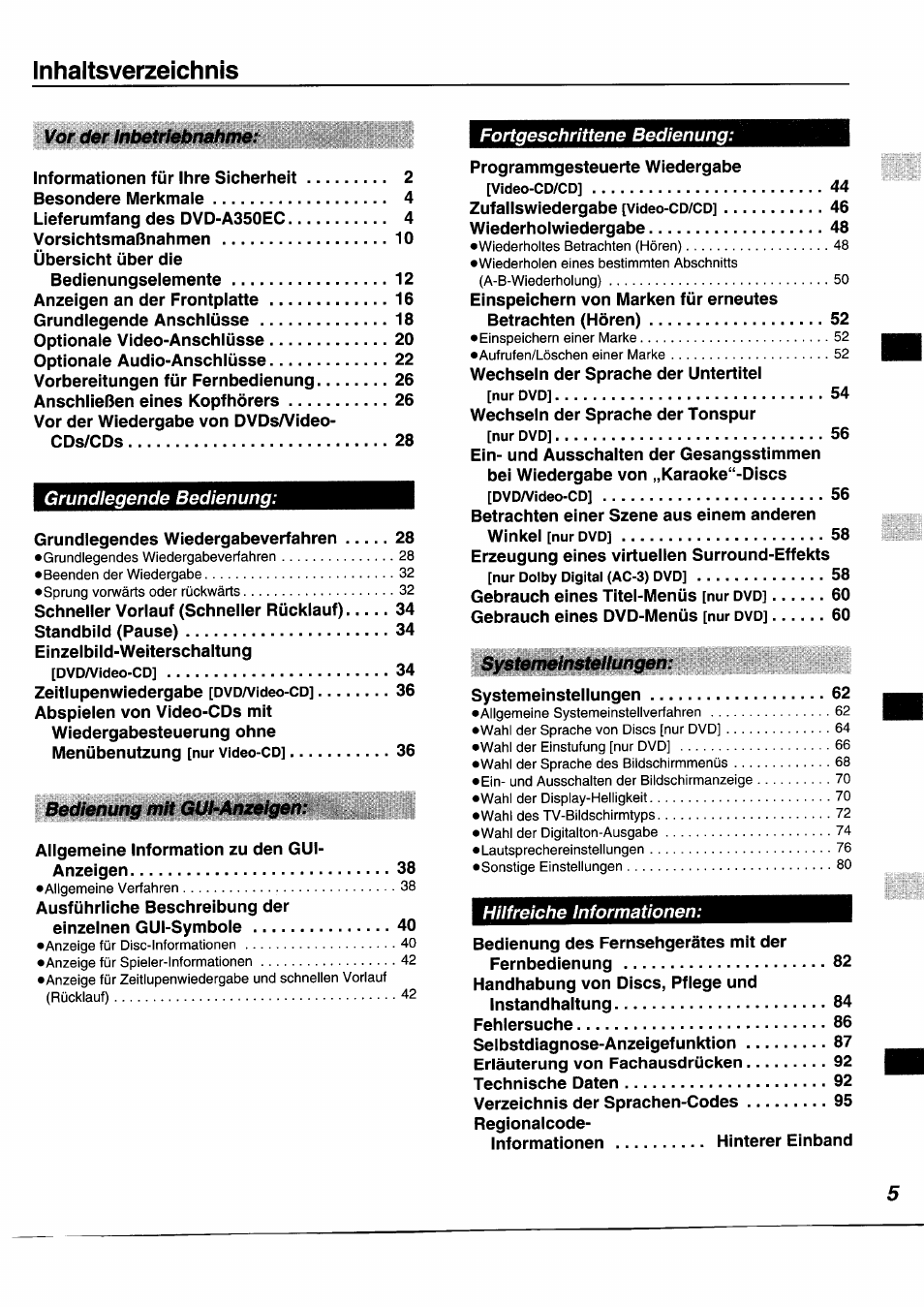 Panasonic DVDA350 User Manual | Page 5 / 96