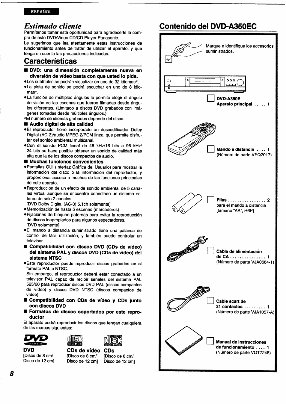 Panasonic DVDA350 User Manual | Page 8 / 96