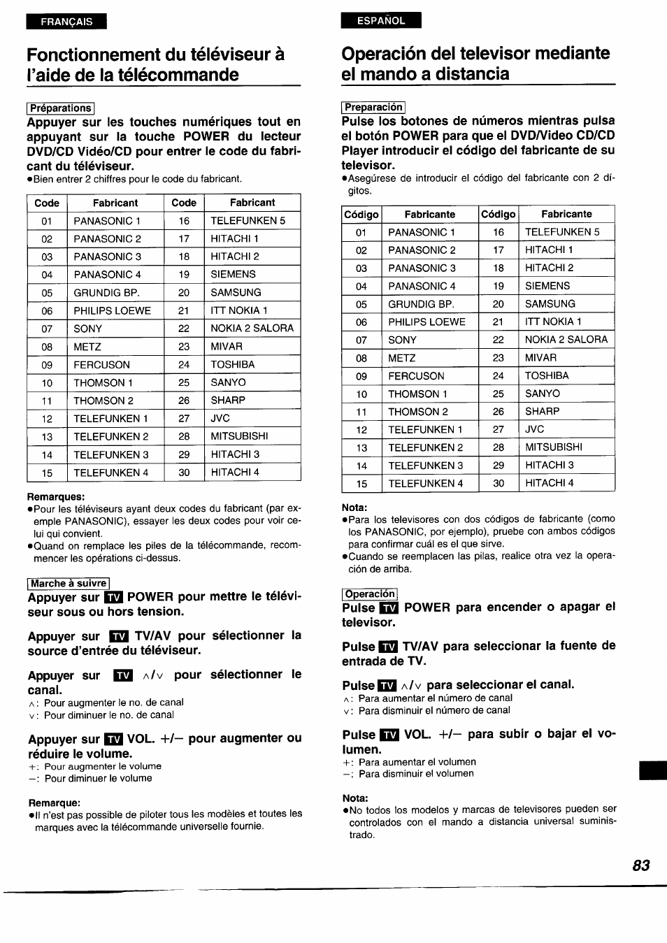 I préparations, Remarques, I marche à suivre i | Remarque, Preparación, Nota, I operaclórij | Panasonic DVDA350 User Manual | Page 83 / 96