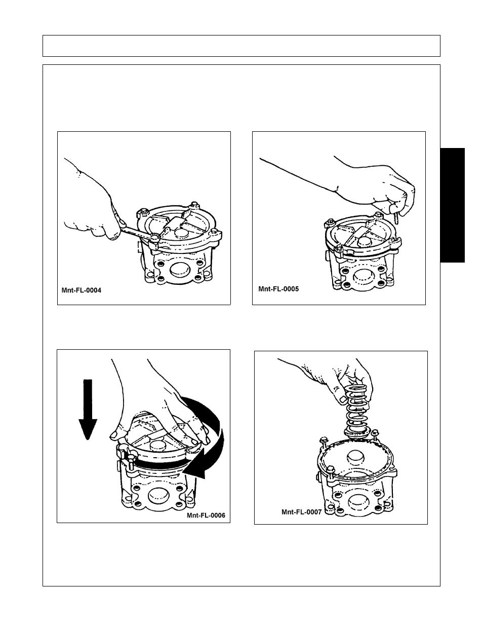 Remove filter spring. mnt-fl-0007, Maintenance, Changing hydraulic system filter (cont’d) | Alamo 803350C User Manual | Page 145 / 168