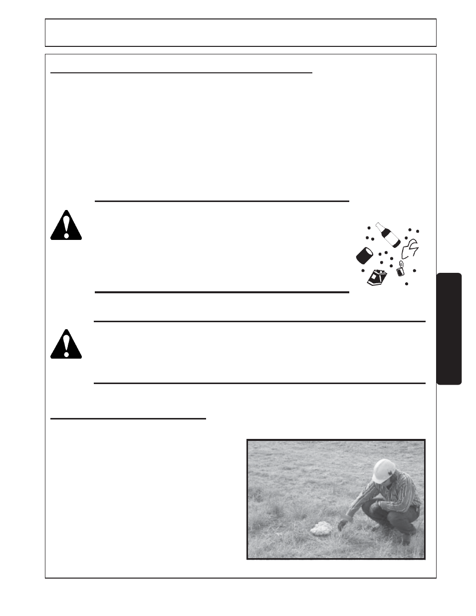 10) operating the tractor and mower -27, 1) foreign debris hazards -27, Operation opera tion | Operating the tractor and mower, 1 foreign debris hazards | Alamo SR14 User Manual | Page 113 / 166