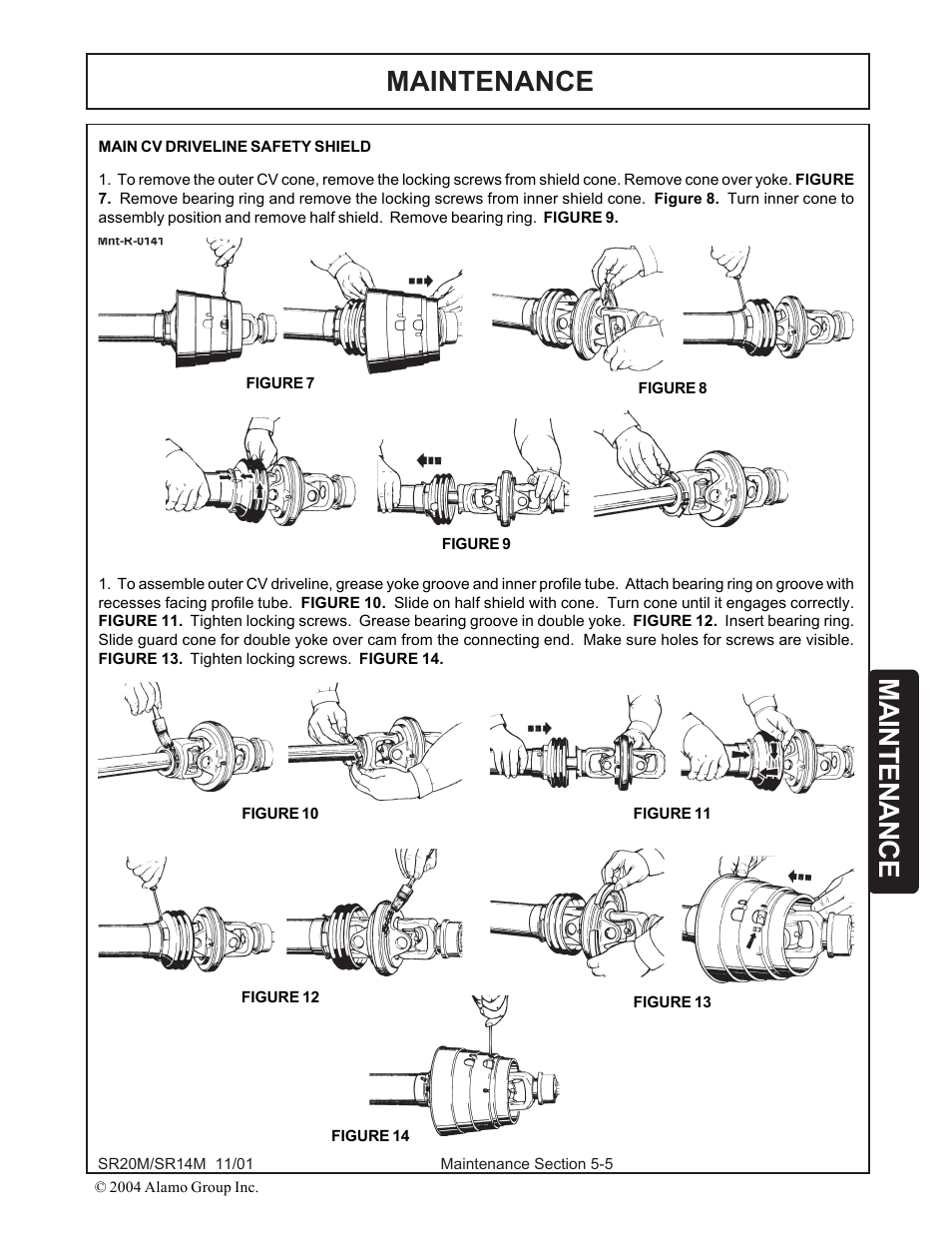 Protective shielding -5, Maintenance | Alamo SR14 User Manual | Page 135 / 166