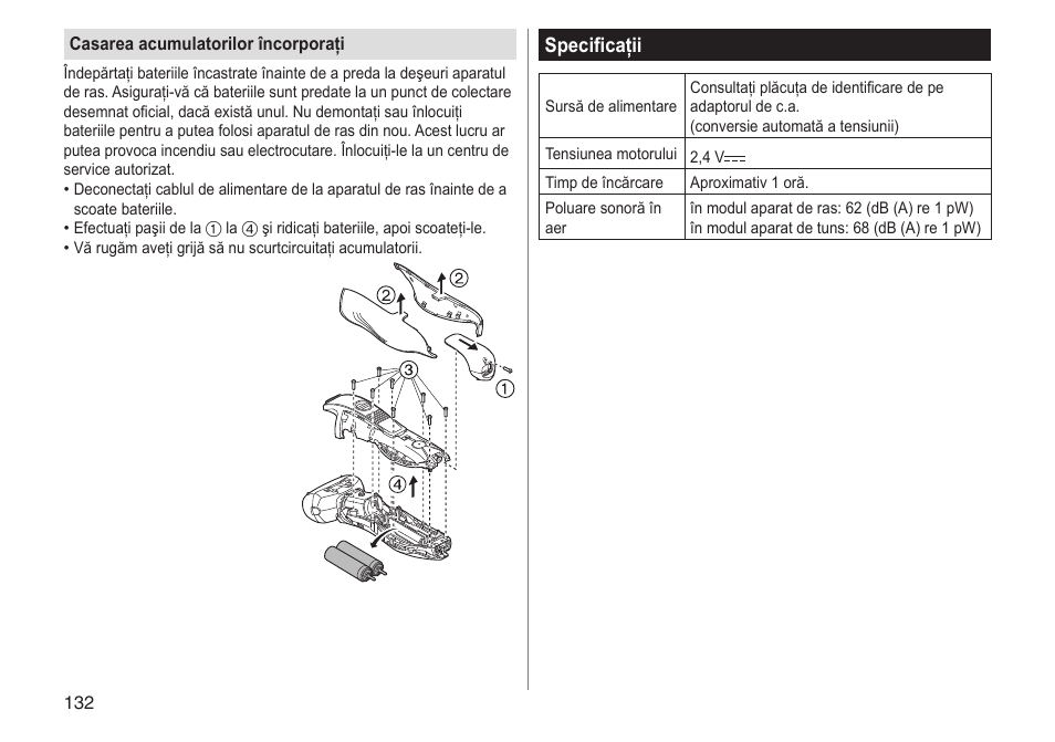 Specificaţii | Panasonic ESRT33 User Manual | Page 132 / 142