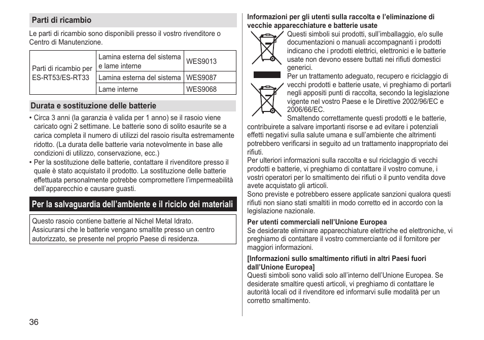 Panasonic ESRT33 User Manual | Page 36 / 142
