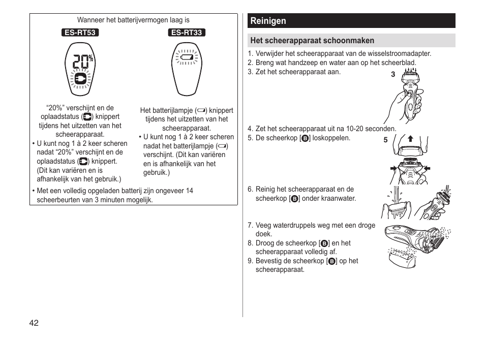 Reinigen | Panasonic ESRT33 User Manual | Page 42 / 142