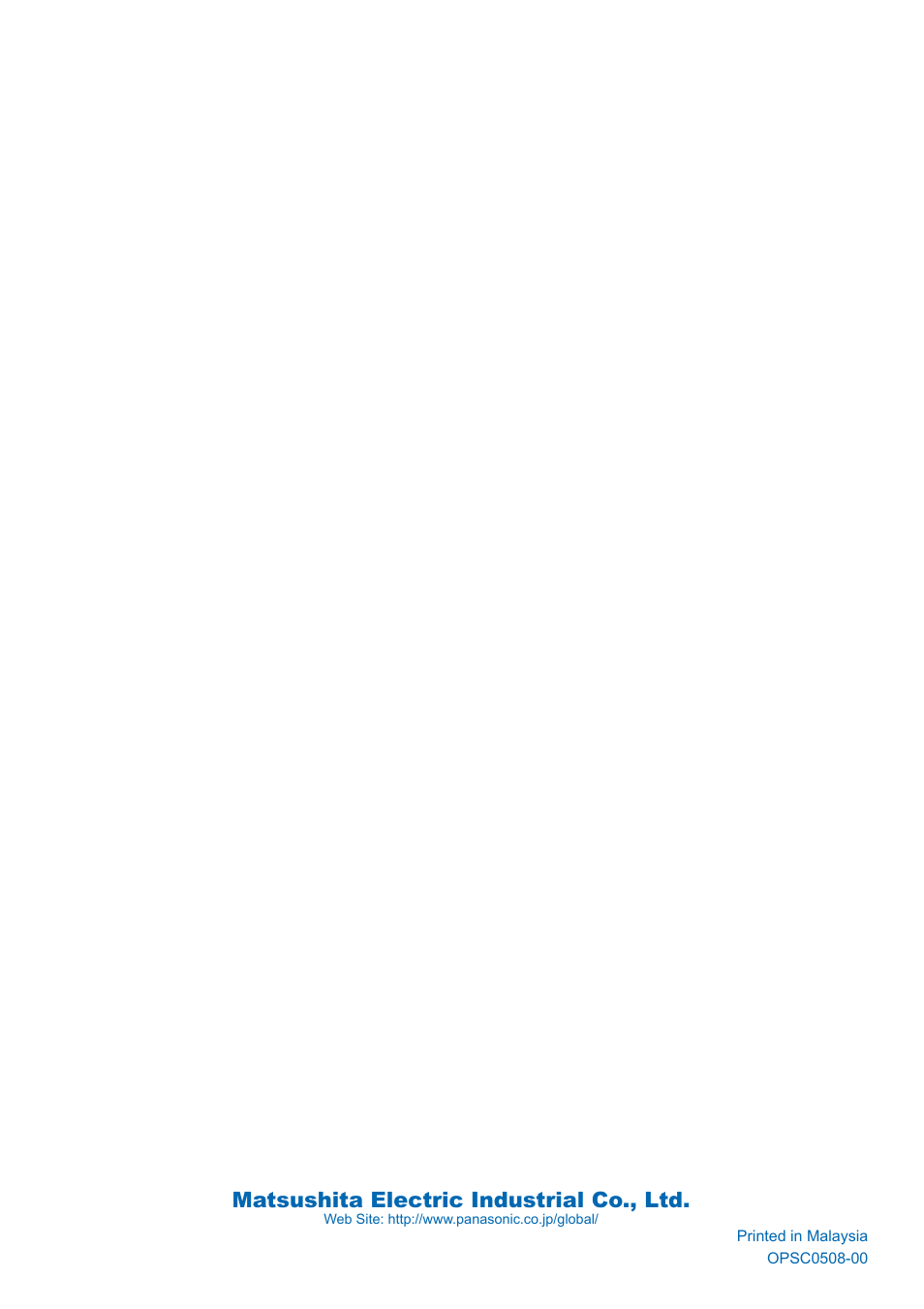 Matsushita electric industrial co., ltd | Panasonic CSMV9EKE User Manual | Page 12 / 12