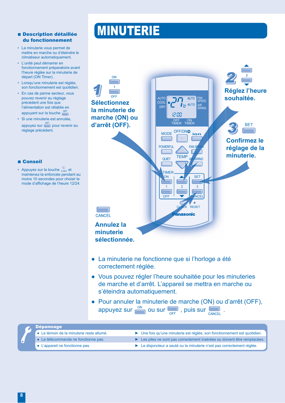 Minuterie | Panasonic CSMV9EKE User Manual | Page 8 / 12
