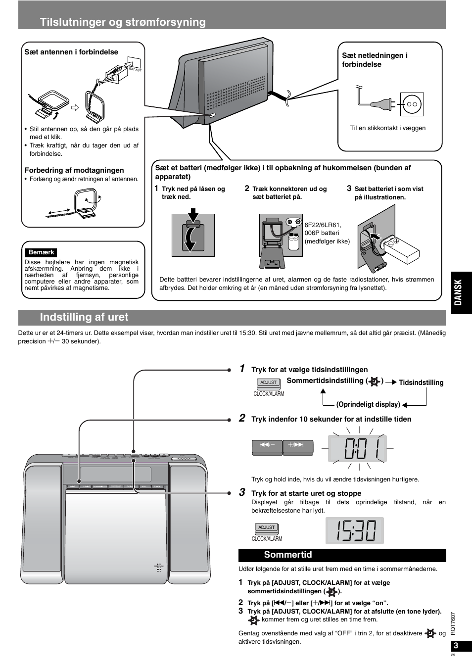 Dans k, Sommertid | Panasonic RCCD350 User Manual | Page 29 / 64