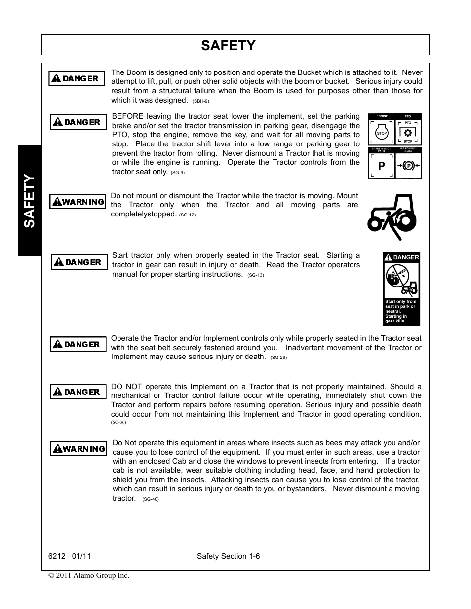Safety | Alamo 6212 User Manual | Page 10 / 100