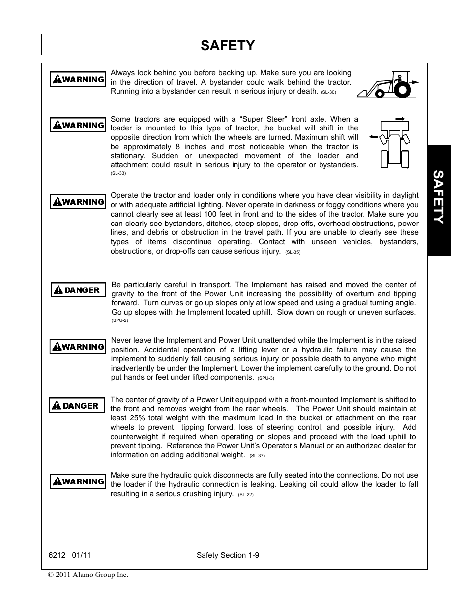 Safety | Alamo 6212 User Manual | Page 13 / 100