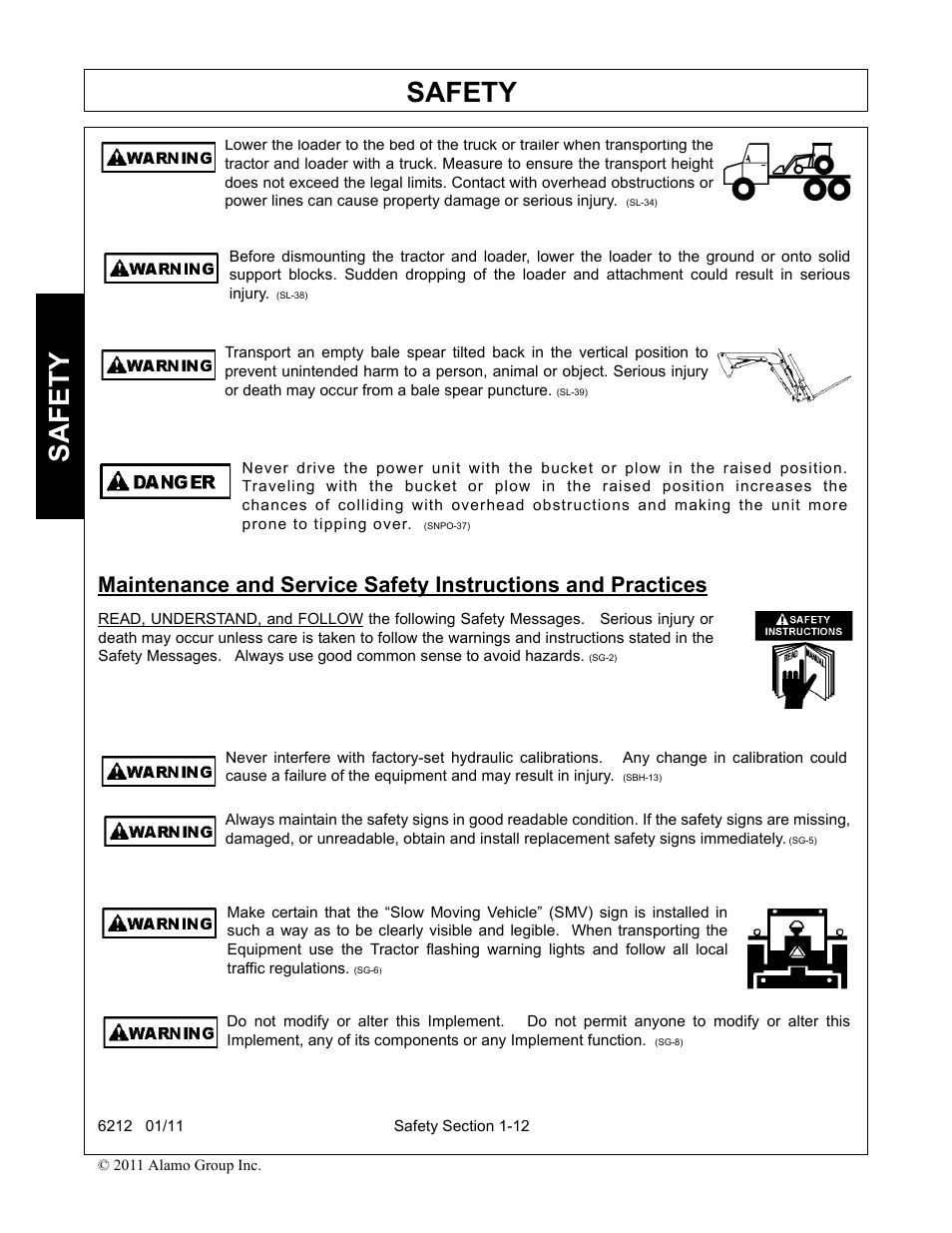 Safety | Alamo 6212 User Manual | Page 16 / 100