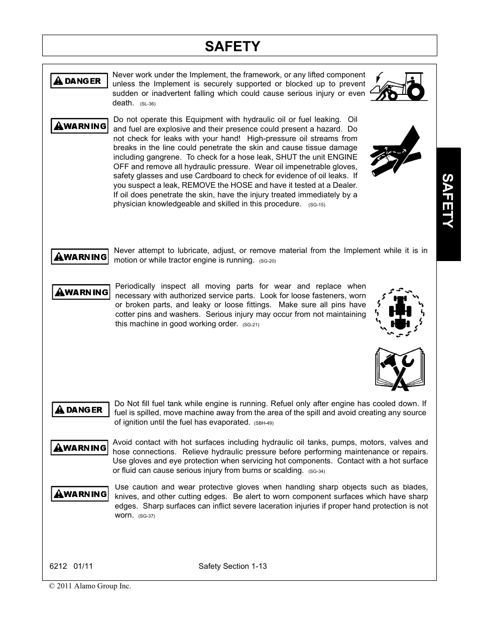 Safety | Alamo 6212 User Manual | Page 17 / 100