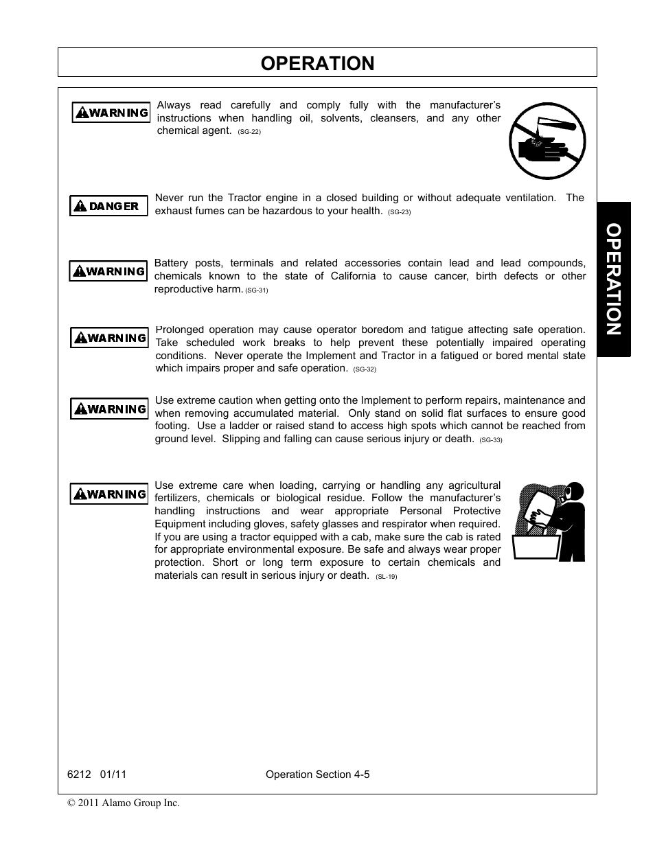 Operation, Opera t ion | Alamo 6212 User Manual | Page 45 / 100