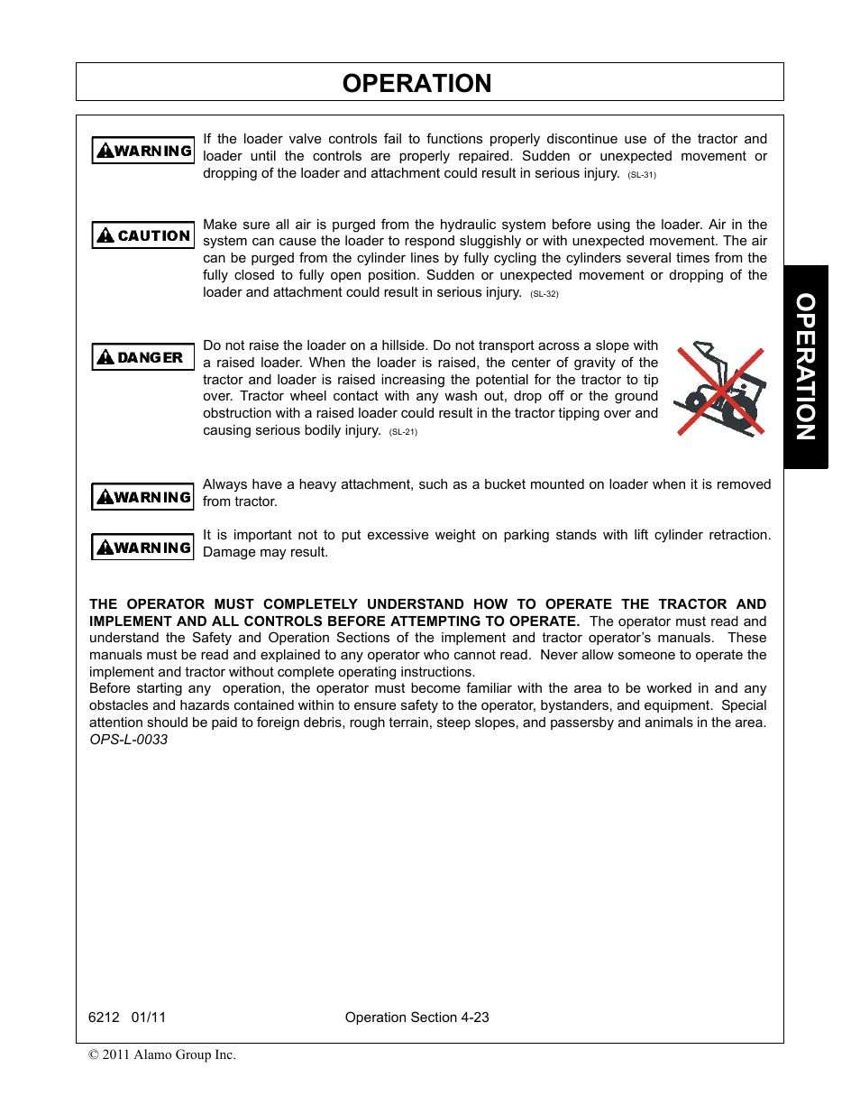 Operation, Opera t ion | Alamo 6212 User Manual | Page 63 / 100
