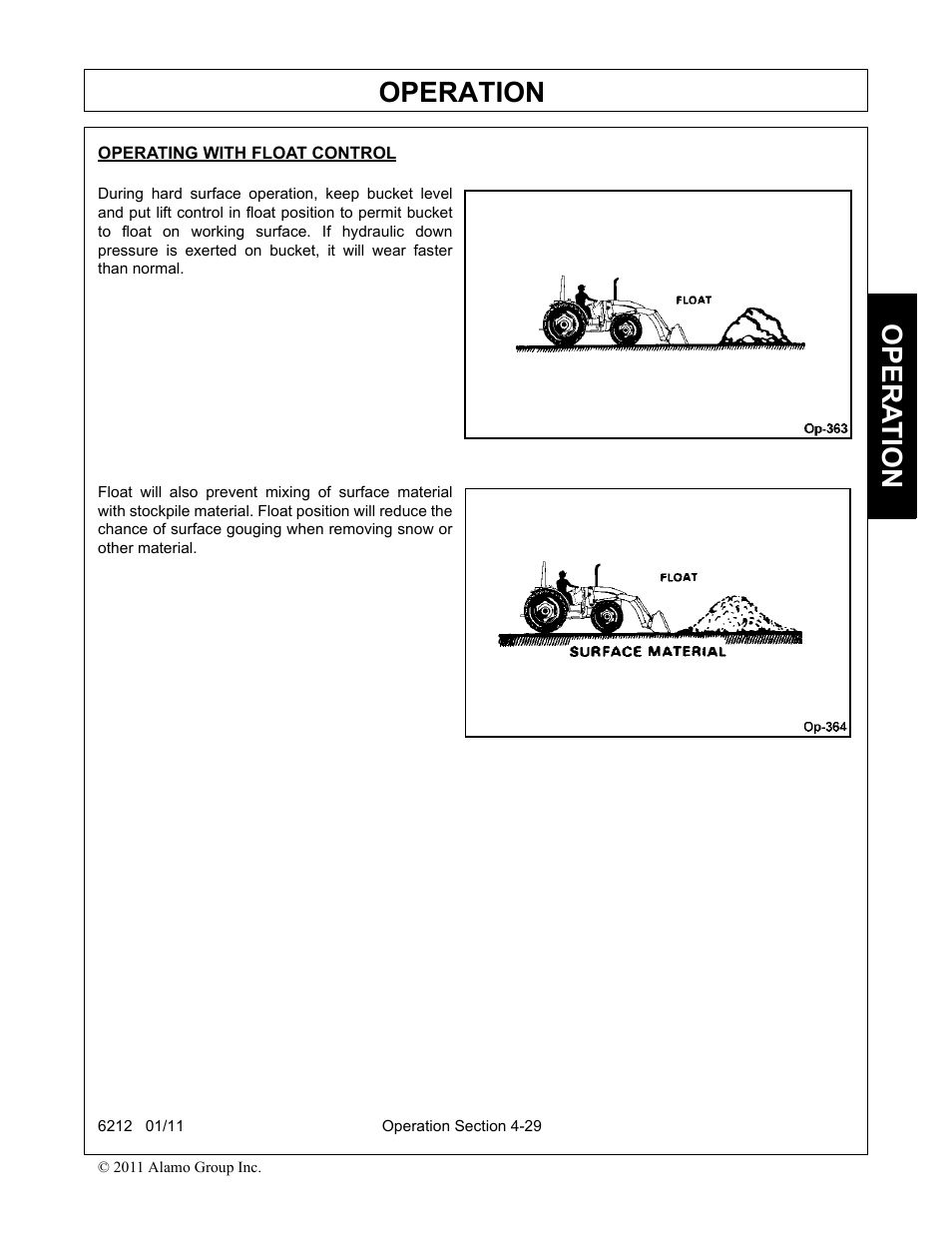 Operating with float control, Operation, Opera t ion | Alamo 6212 User Manual | Page 69 / 100
