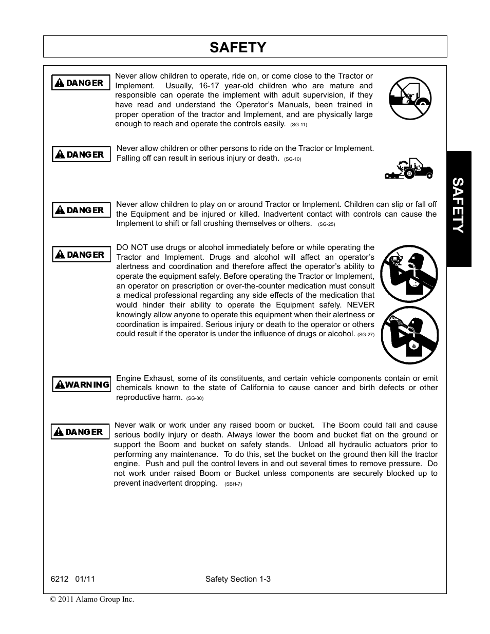 Safety | Alamo 6212 User Manual | Page 7 / 100