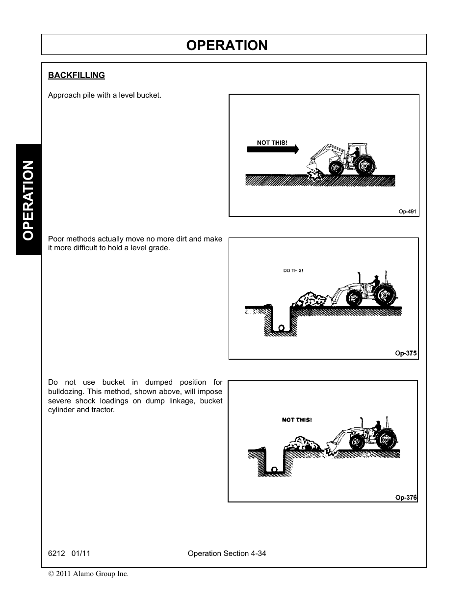 Backfilling, Operation, Opera t ion | Alamo 6212 User Manual | Page 74 / 100