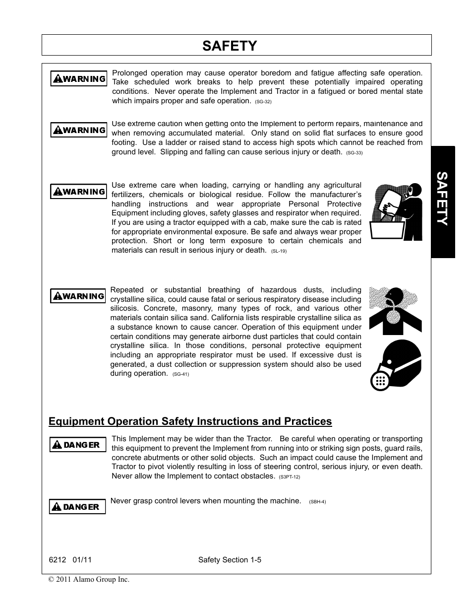 Safety | Alamo 6212 User Manual | Page 9 / 100