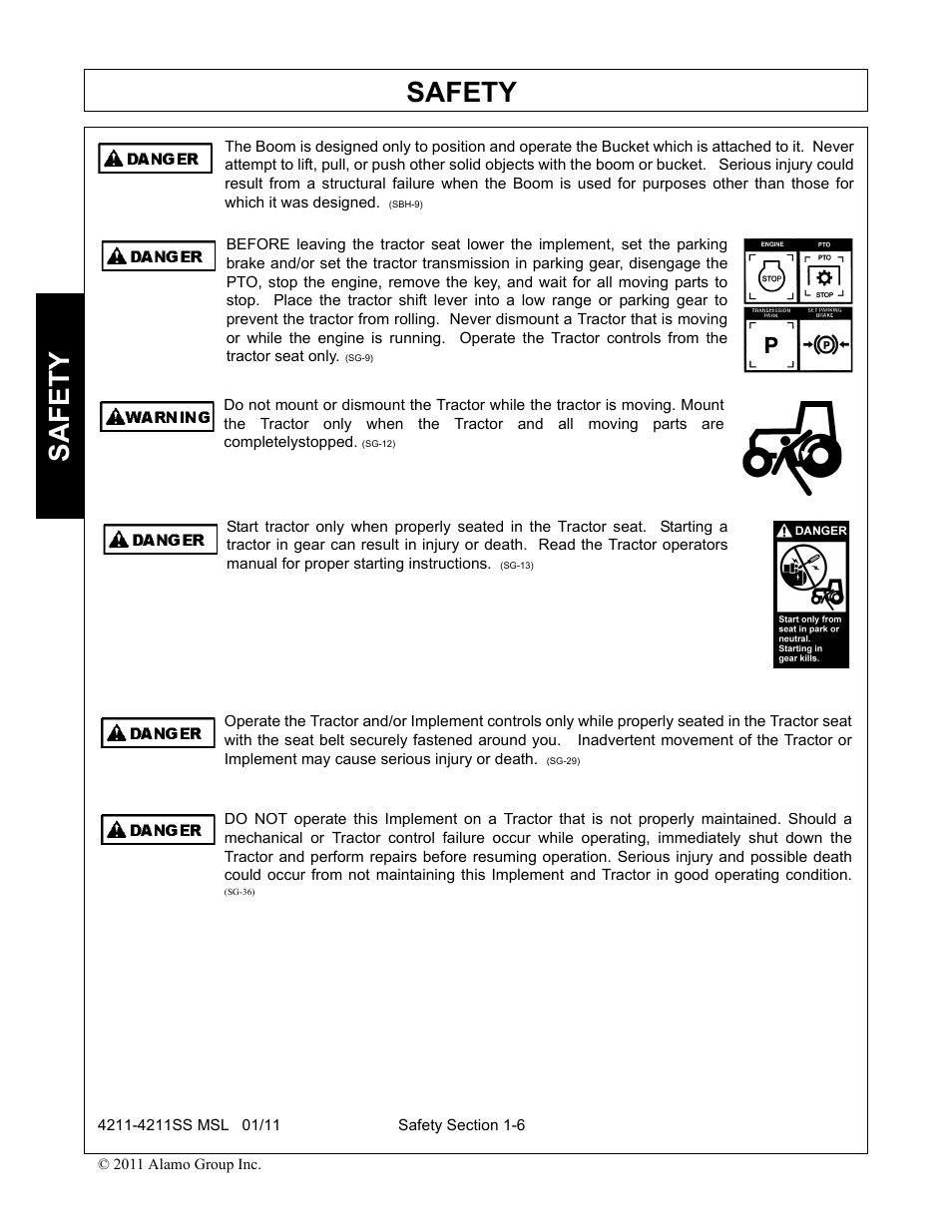 Safety | Alamo 4211 MSL User Manual | Page 10 / 104