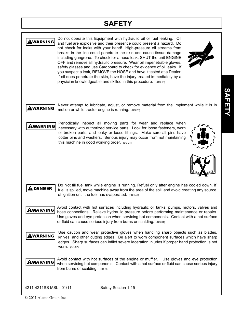 Safety | Alamo 4211 MSL User Manual | Page 19 / 104