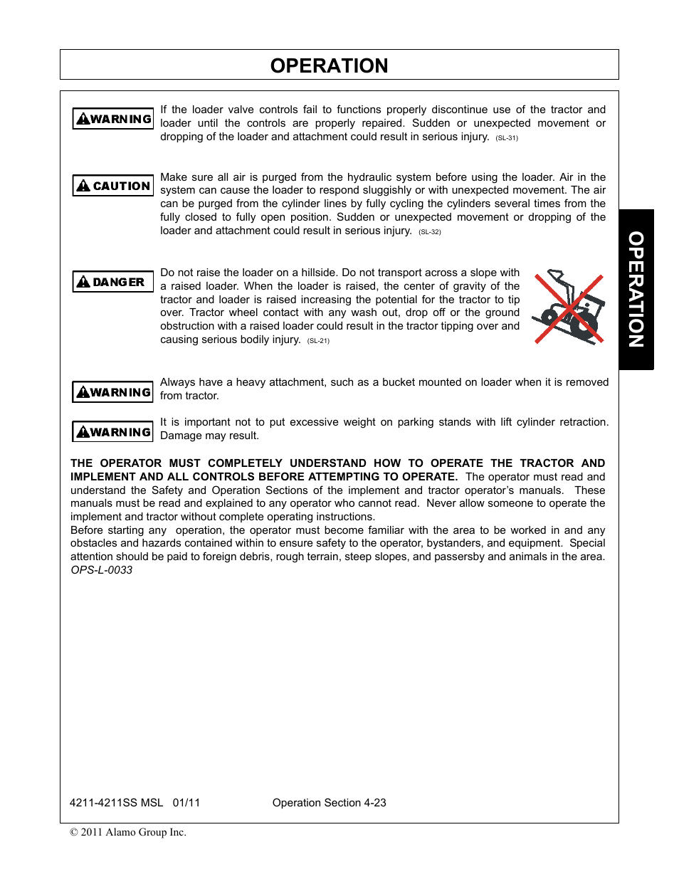 Operation, Opera t ion | Alamo 4211 MSL User Manual | Page 69 / 104