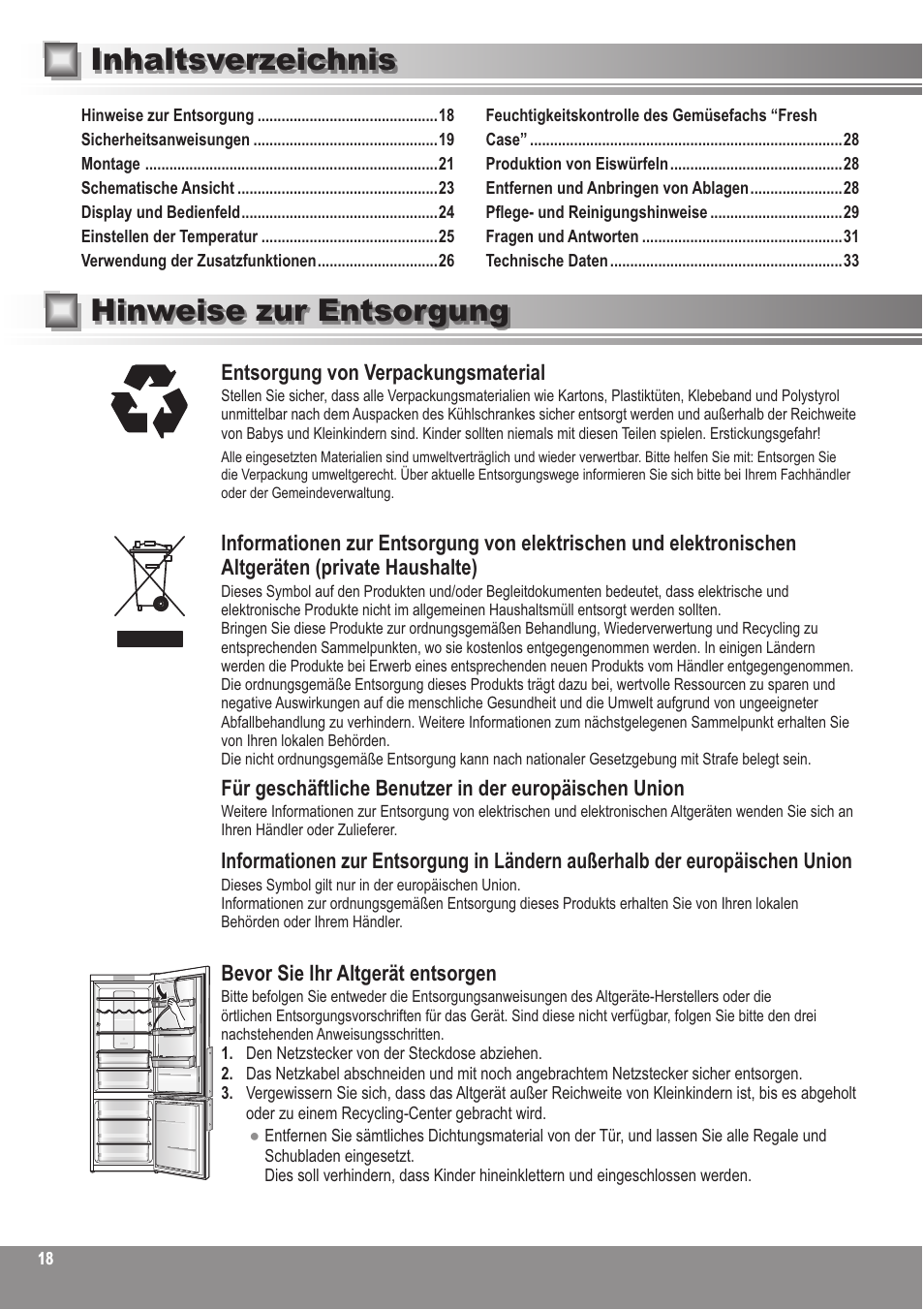 Hinweise zur entsorgung inhaltsverzeichnis | Panasonic NRBN31AS1 User Manual | Page 18 / 68