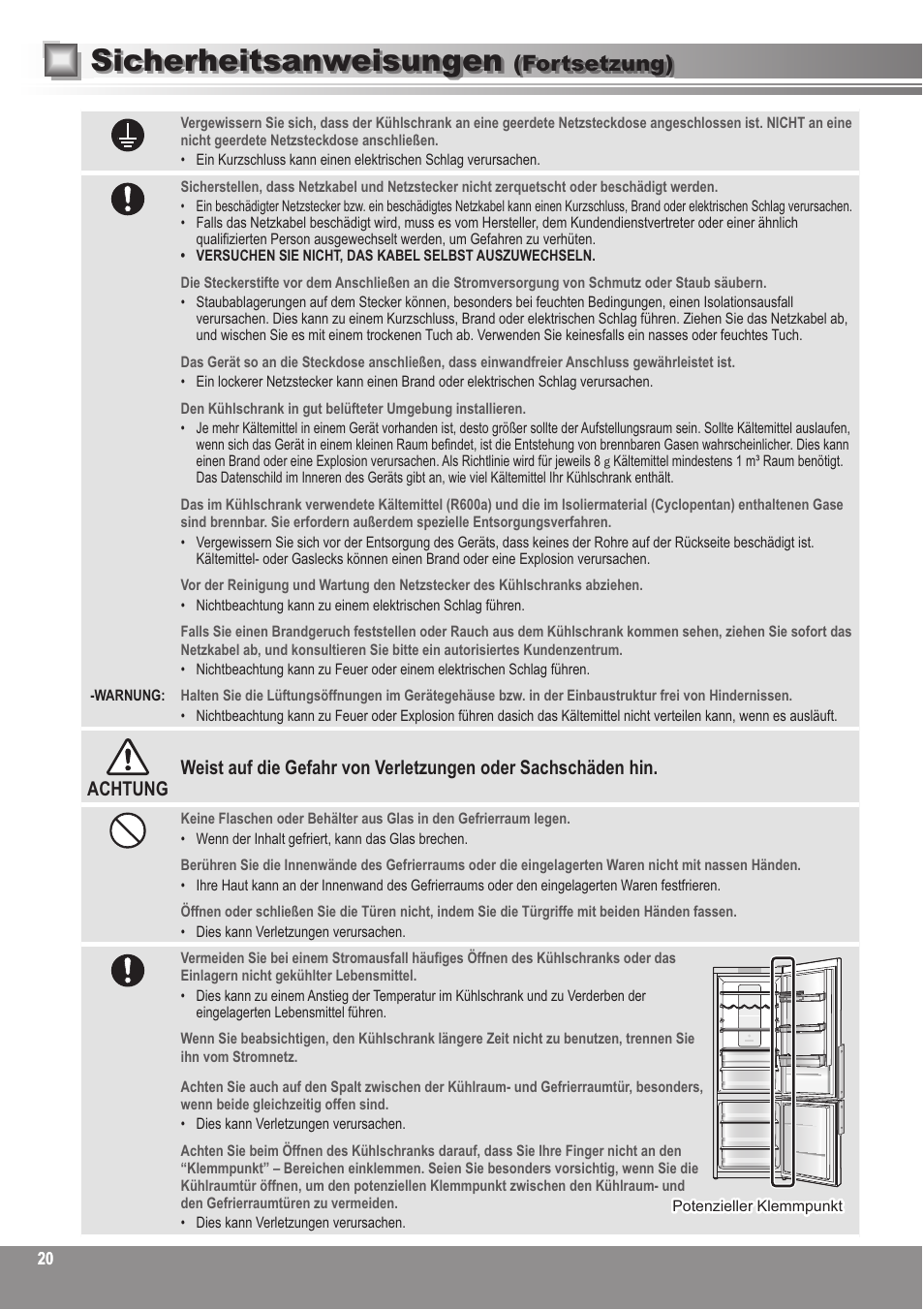 Sicherheitsanweisungen, Fortsetzung) | Panasonic NRBN31AS1 User Manual | Page 20 / 68