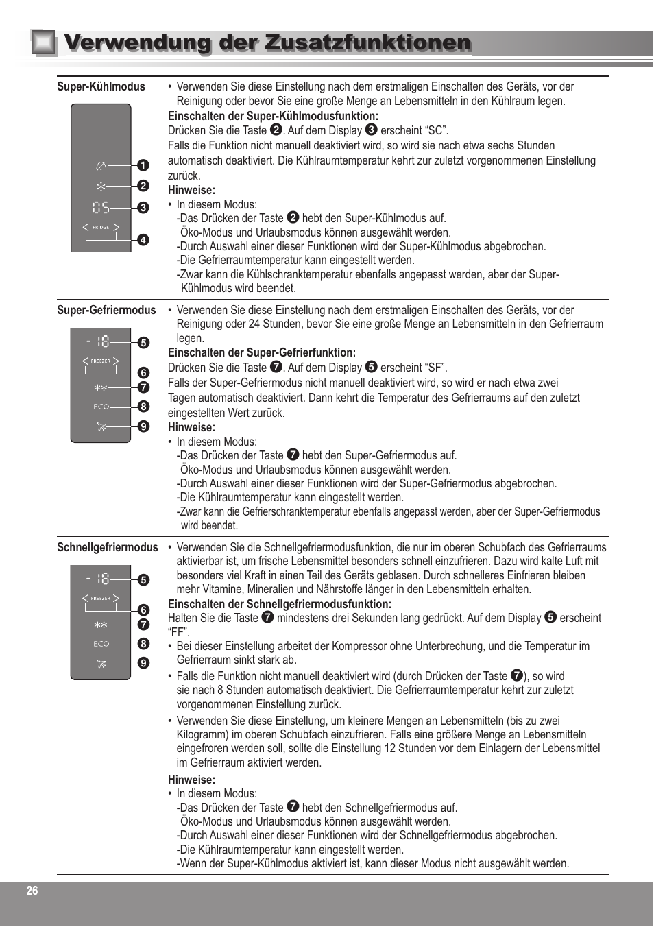 Verwendung der zusatzfunktionen | Panasonic NRBN31AS1 User Manual | Page 26 / 68