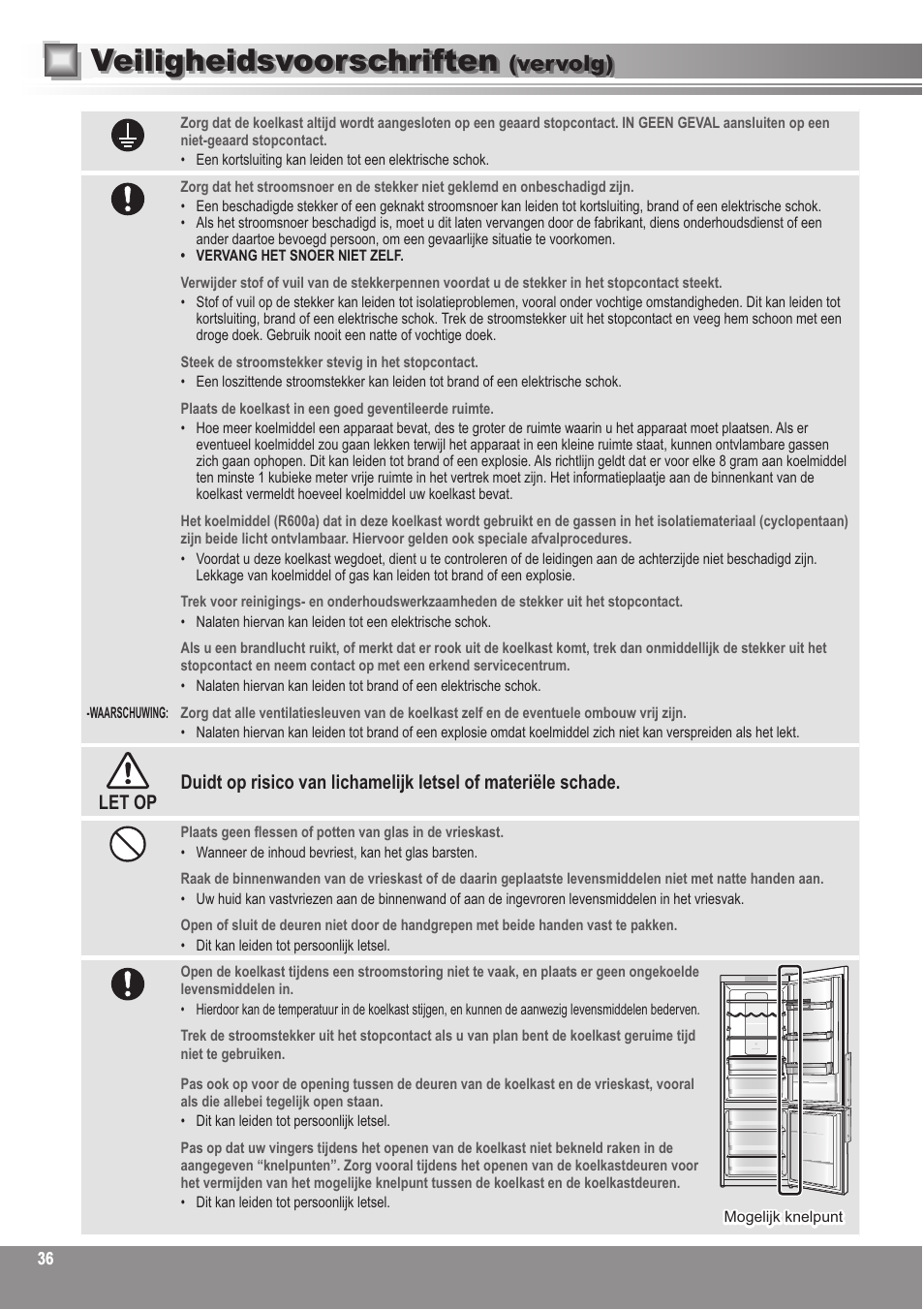 Veiligheidsvoorschriften, Vervolg) | Panasonic NRBN31AS1 User Manual | Page 36 / 68
