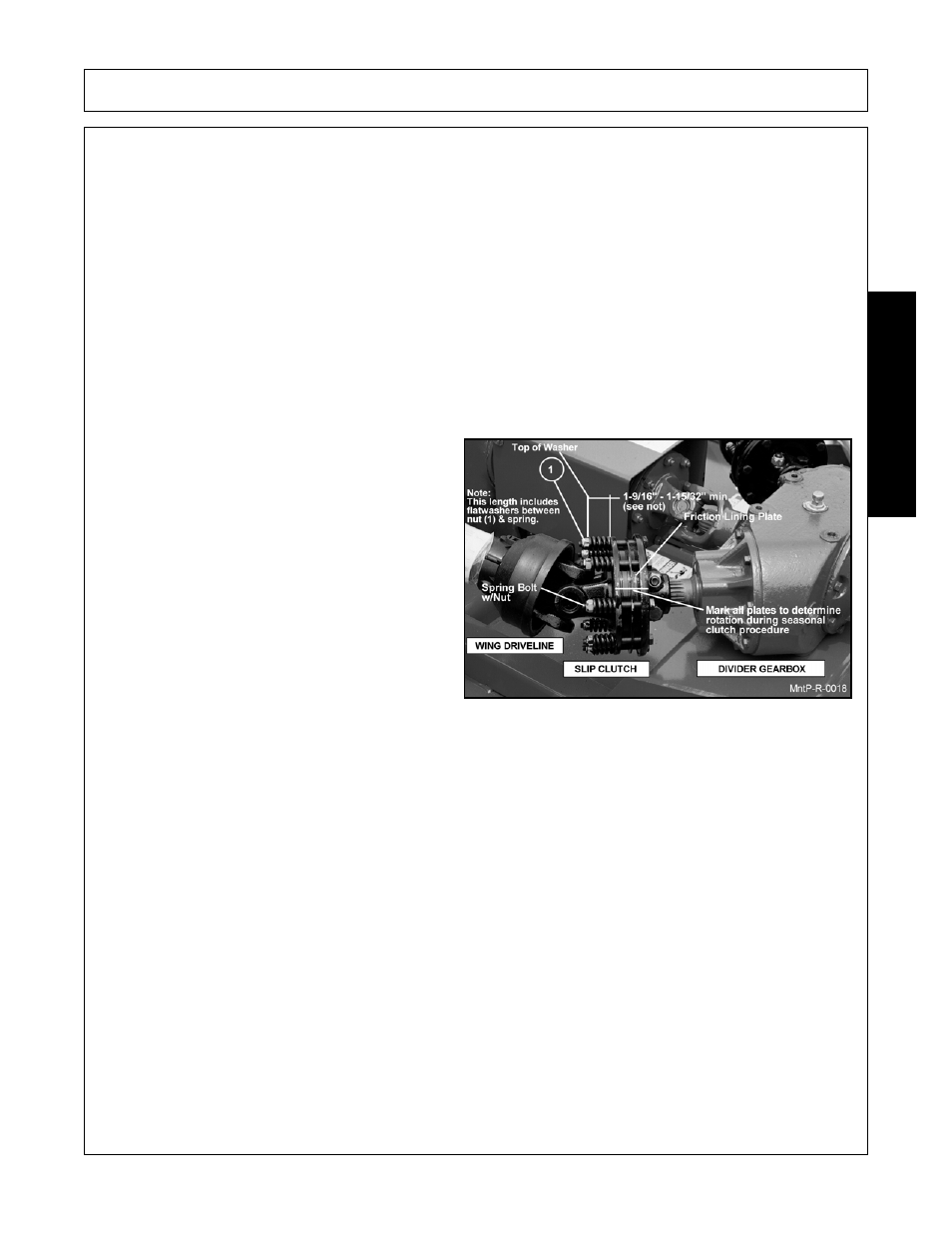 Tires and wheels, Seasonal torque limiter maintenance, Mark outer plates as shown in figure mnt-r- 0018 | Maintenance | Alamo Eagle 20 User Manual | Page 167 / 186