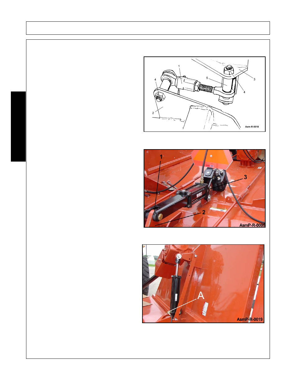 Axle adjustment rod attachment, Center axle hydraulic cylinder attachment, Wing section hydraulic cylinder attachment | Assembly, Assembl y | Alamo Eagle 20 User Manual | Page 92 / 186